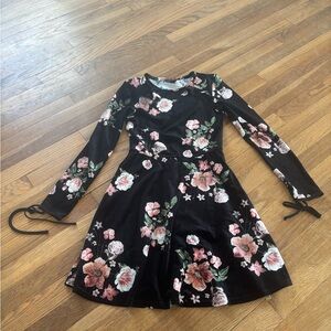 Topshop Velour Floral Black Dress size 2